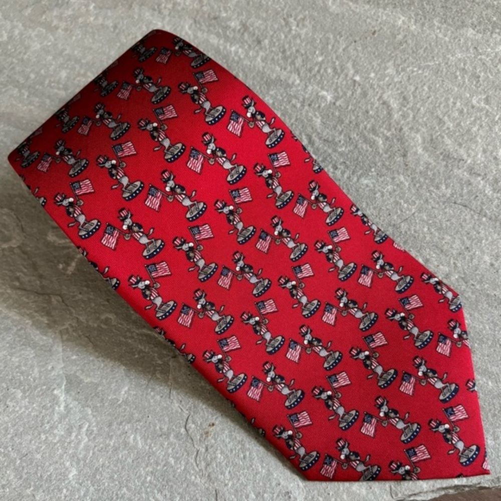 Museum‎ Artifacts Political American Flag Donkey 55" Red Men's All Silk Tie